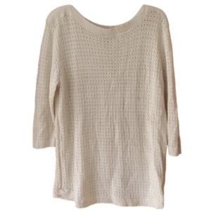 Tommy Hilfiger Womans Woven Boatneck Cream Sweater‎ Size XL